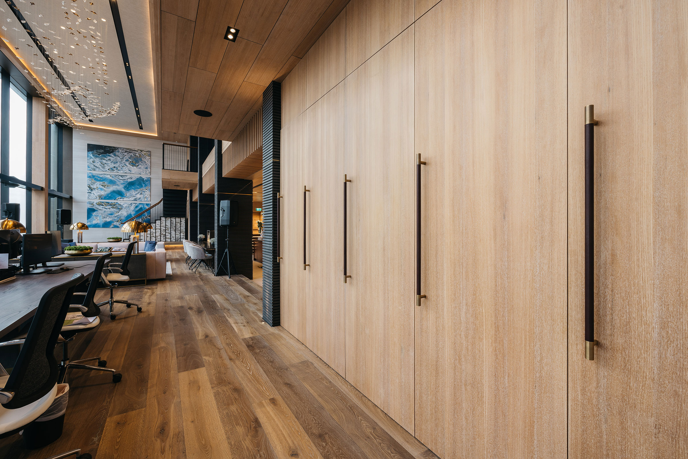 Bespoke furniture and architectural joinery for the headquarters of a company in the Isle of Man by William Garvey bespoke furniture maker designer