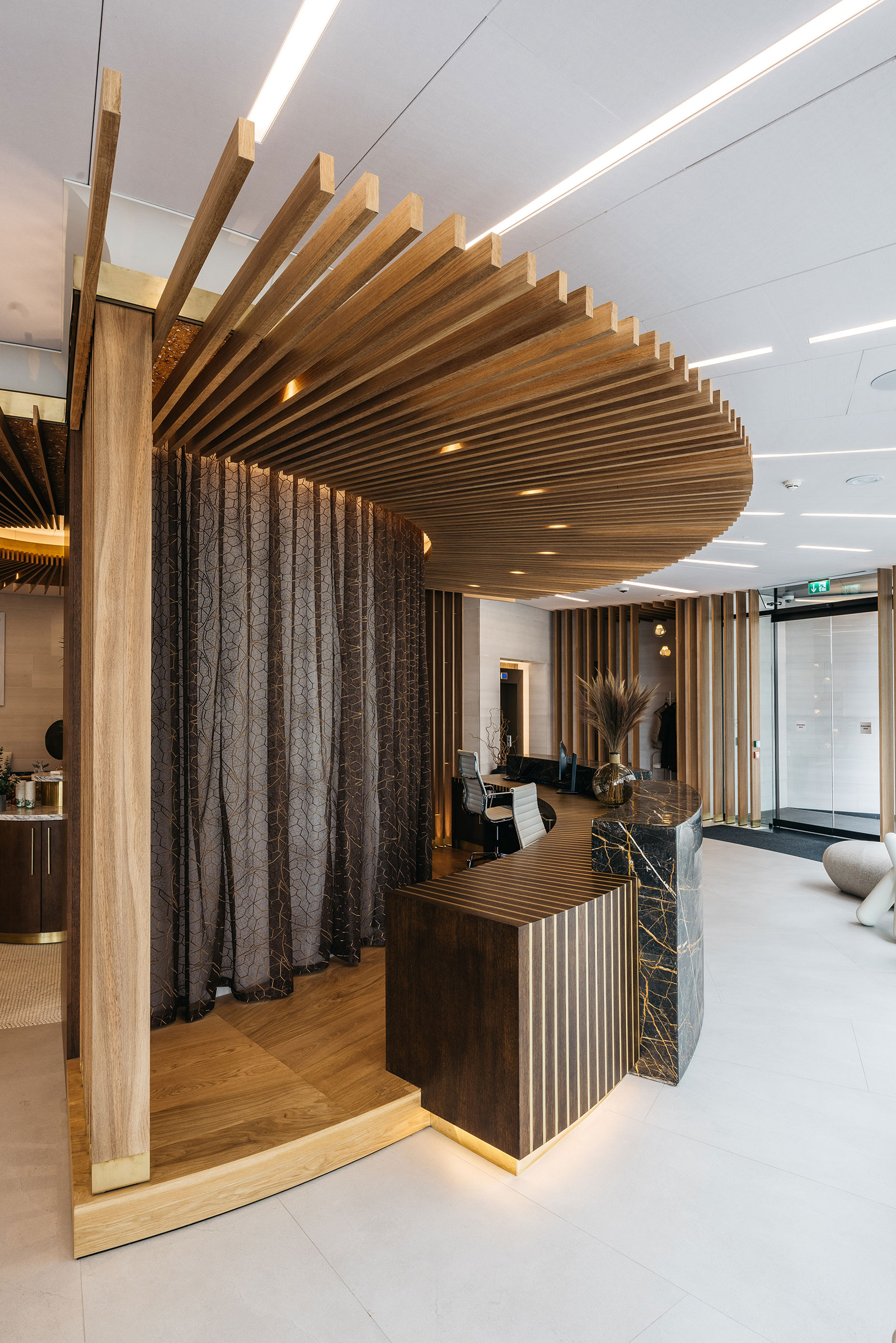 Bespoke furniture and architectural joinery for the headquarters of a company in the Isle of Man by William Garvey bespoke furniture maker designer