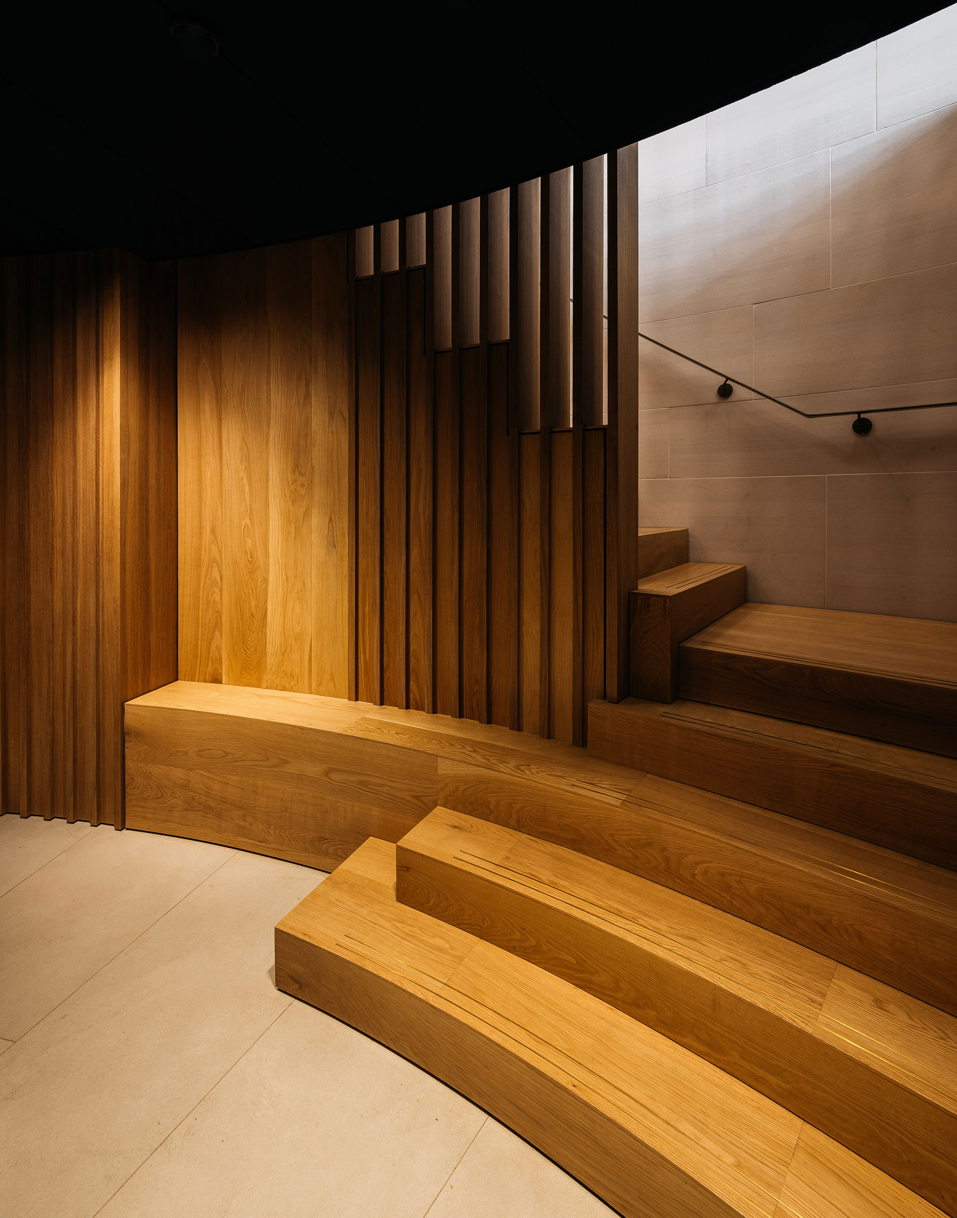 Bespoke timber furniture and architectural joinery for the headquarters of a company in the Isle of Man by William Garvey bespoke furniture maker designer