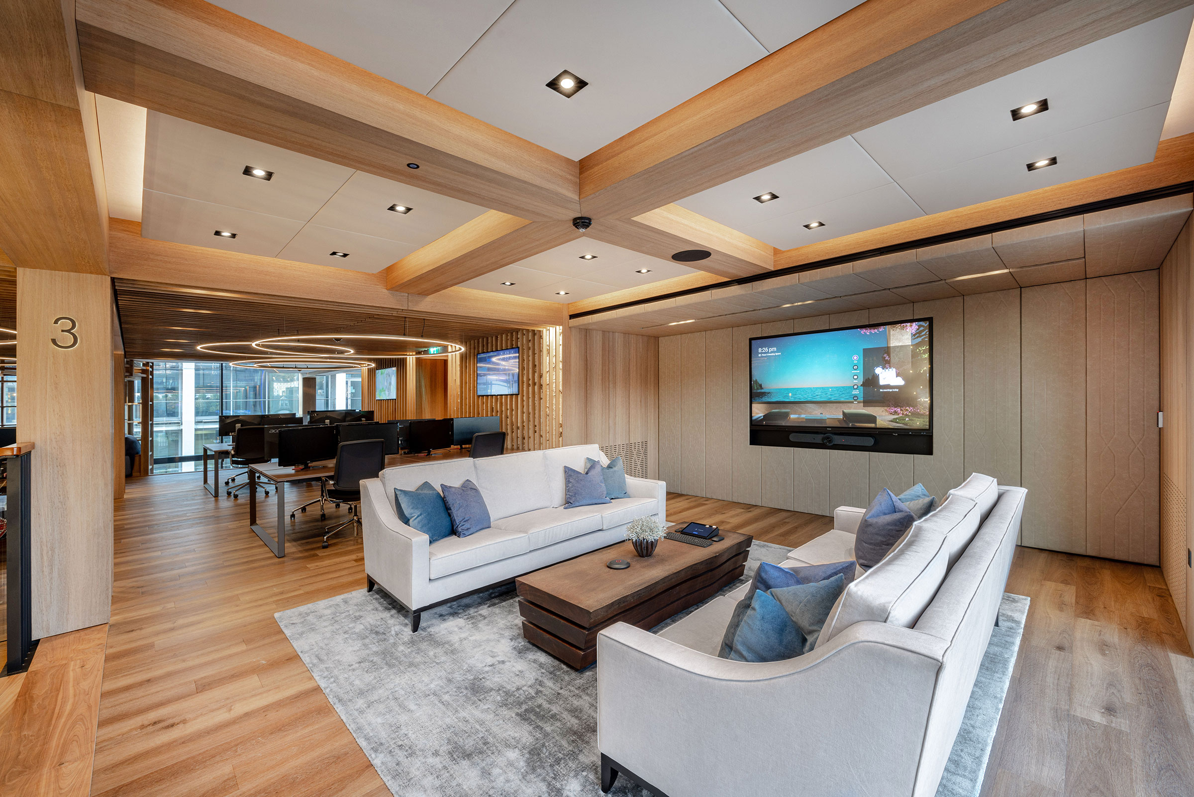 Bespoke furniture and architectural joinery for the headquarters of a company in the Isle of Man by William Garvey bespoke furniture maker designer