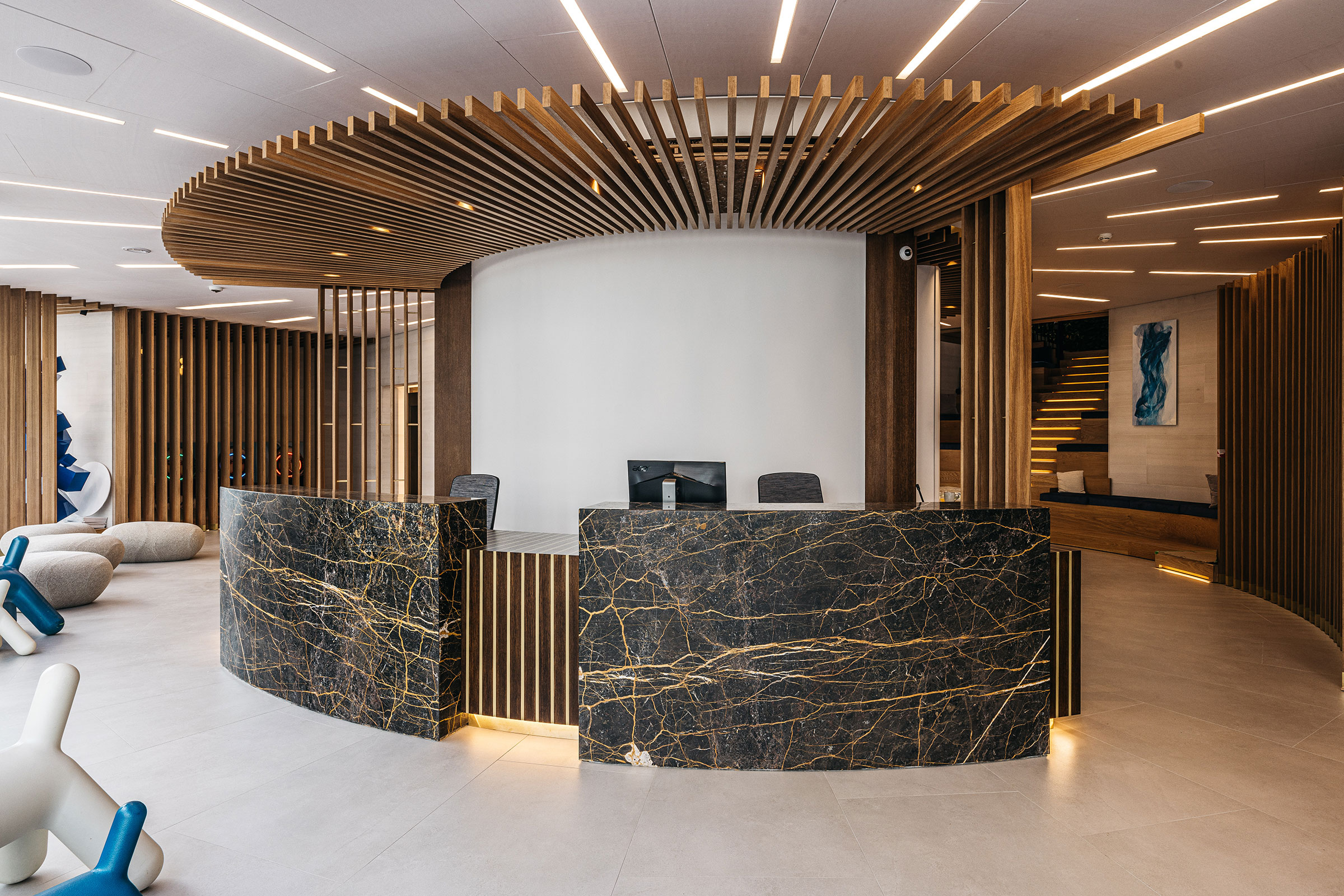 Bespoke furniture and architectural joinery for the headquarters of a company in the Isle of Man by William Garvey bespoke furniture maker designer