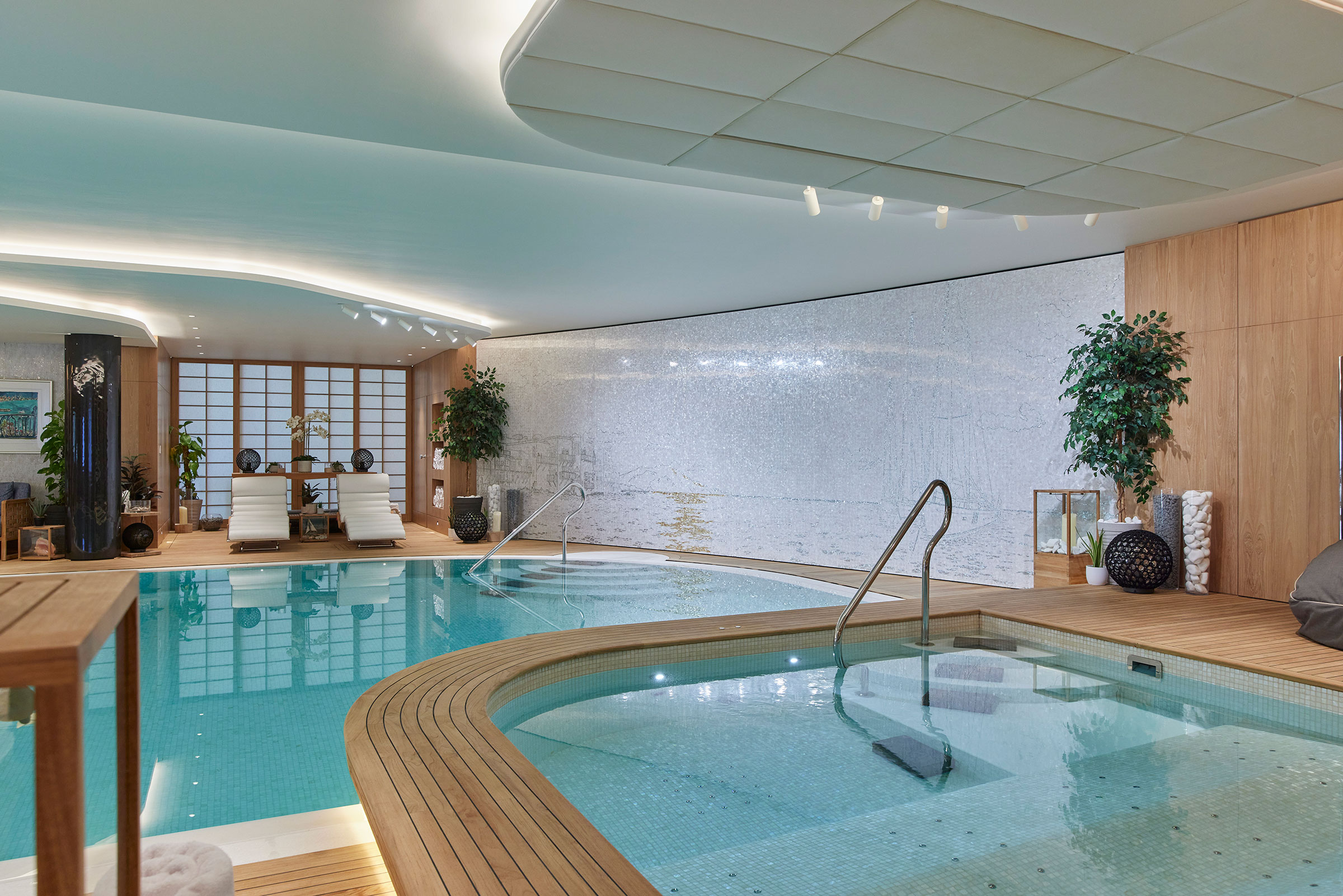 A home spa, gym, pool and treatment rooms combine to make this extensive private wellness space for a client near Sheffield. wellness spaces by British furniture maker William Garvey