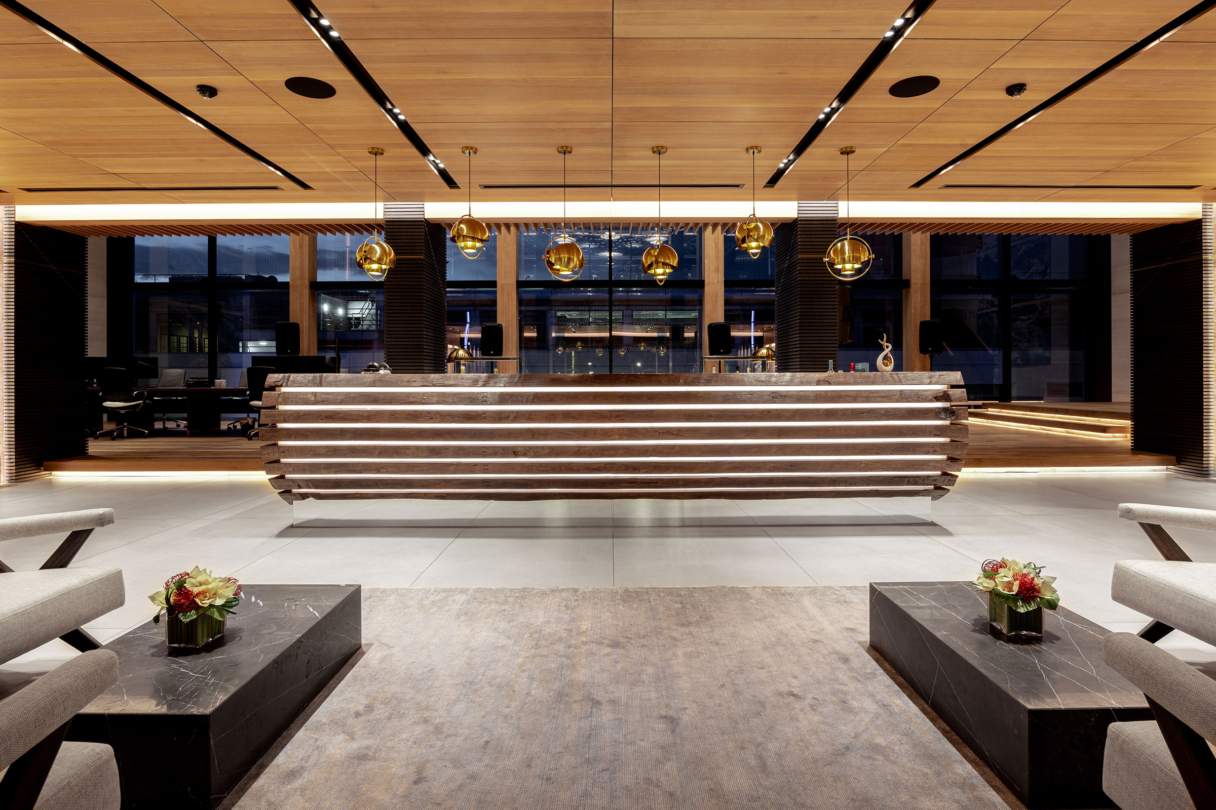Bespoke furniture and architectural joinery for the headquarters of a company in the Isle of Man by William Garvey bespoke furniture maker designer