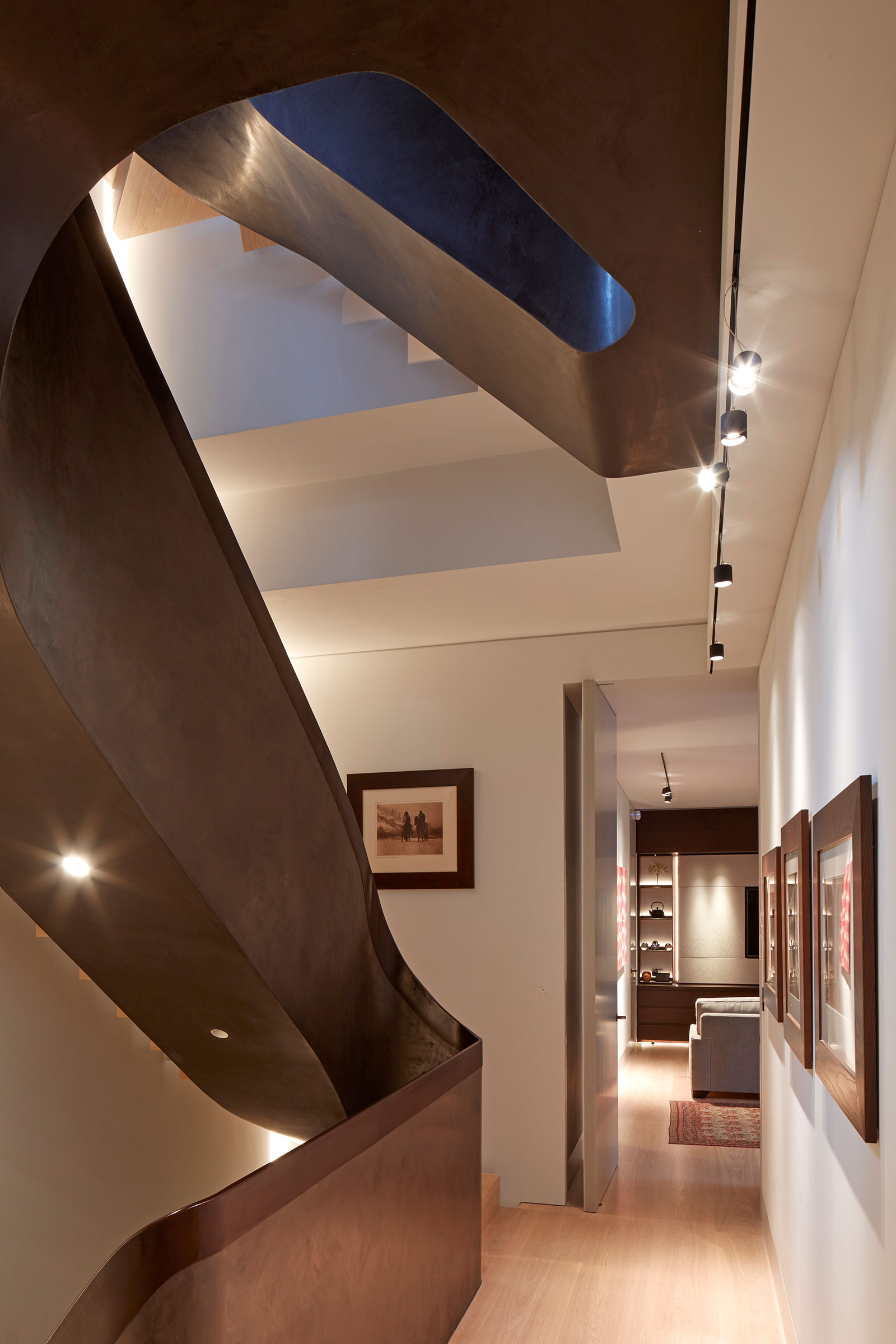 Central staircase. Our bespoke cabinetry extended throughout the entirety of this Notting Hill mews property. William Garvey bespoke furniture and cabinet maker