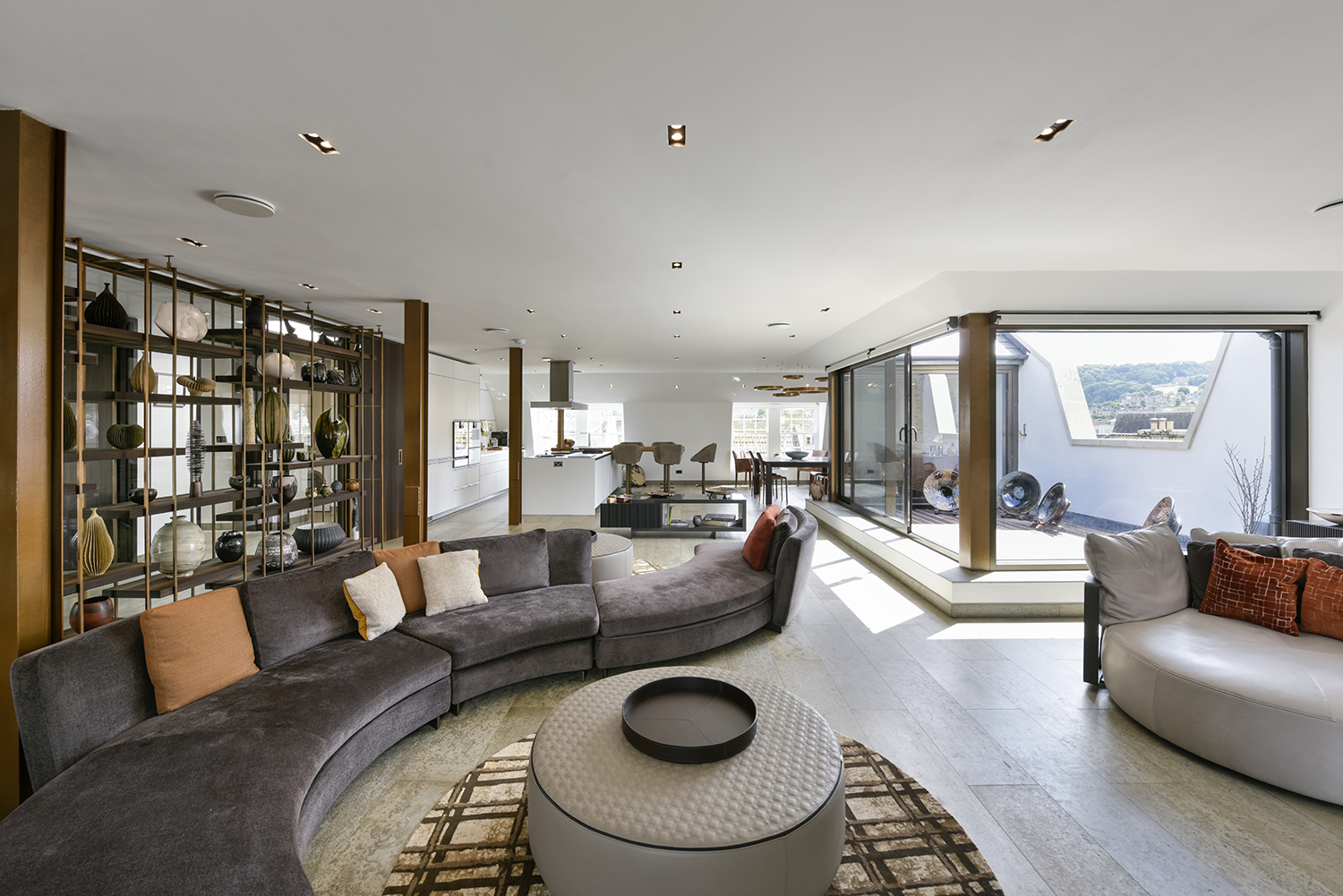 Bespoke kitchen island, bedroom joinery and furniture for a penthouse in bath all by William Garvey furniture designers and makers