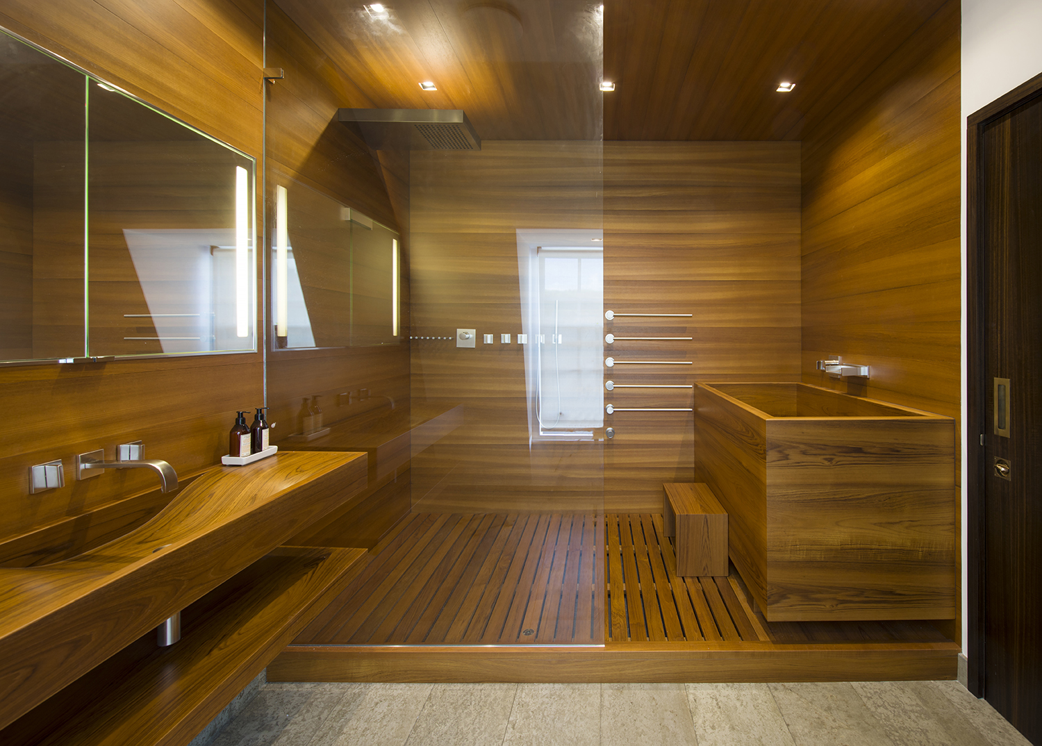 Bespoke waterproof wood joinery and furniture for a grade 1 listed penthouse in bath