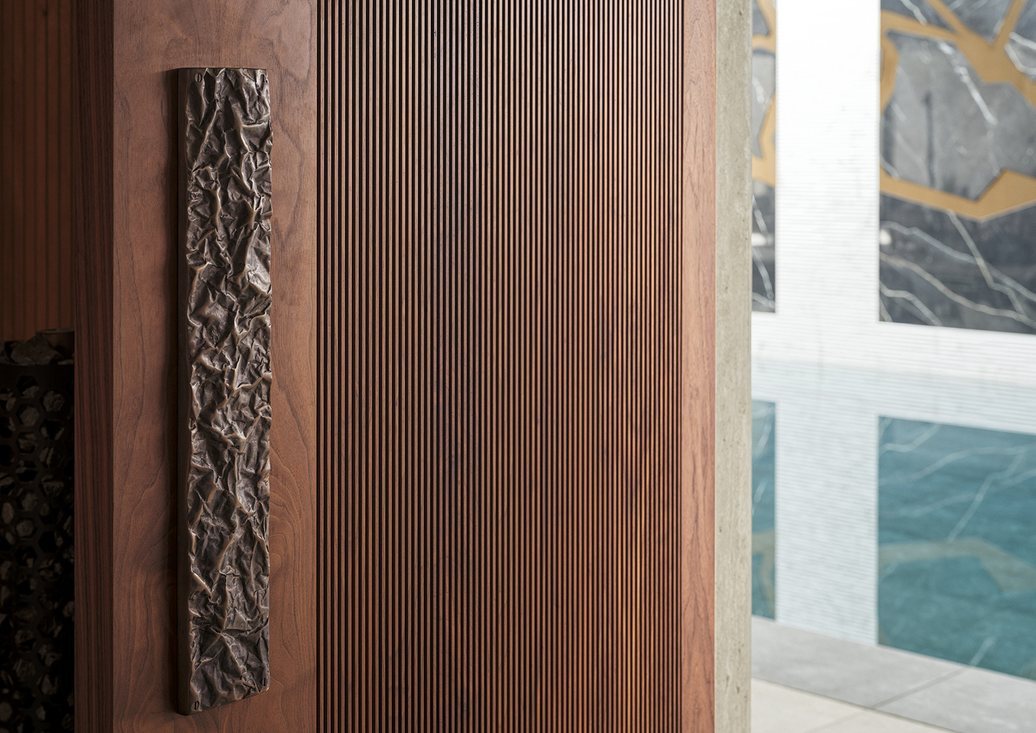 Bespoke walnut doors throughout a modern extension of a listed manor house in Somerset - all bespoke joinery and furniture by William Garvey British furniture designers and makers